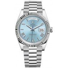 Rolex Day-Date 40 Platinum Ice-Blue Dial Men's Replica Watch M228236-0012