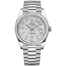 Rolex Day-Date 40 Platinum Meteorite Diamond Dial Diamond Bezel Men's Replica Watch M228396TBR-0027
