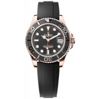 Rolex Yacht-Master 37 Black Dial 18ky Rose Gold Oysterflex Men's Replica Watch m268655-0017