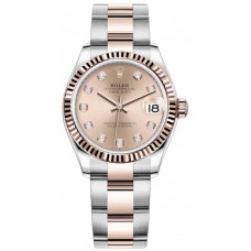 Rolex Datejust 31 Stainless Steel and Rose Gold Rose Diamond Dial Women's Replica Watch M278271-0023