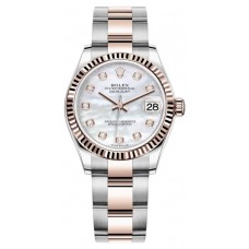 Rolex Datejust 31 Stainless Steel and Rose Gold Mother-of-Pearl Diamond Dial Women's Replica Watch M278271-0025