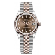 Rolex Datejust 31 Stainless Steel and Rose Gold Chocolate Diamond Dial Women's Replica Watch M278271-0028
