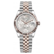 Rolex Datejust 31 Stainless Steel and Rose Gold Silver Floral-Motif Diamond Dial Women's Replica Watch M278271-0032