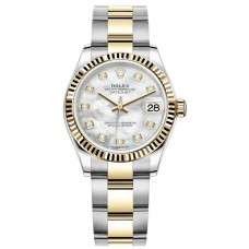 Rolex Datejust 31 Stainless Steel and Yellow Gold Mother-of-Pearl Diamond Dial Women's Replica Watch M278273-0027