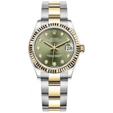 Rolex Datejust 31 Stainless Steel and Yellow Gold Olive Green Diamond Dial Women's Replica Watch M278273-0029