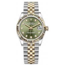 Rolex Datejust 31 Stainless Steel and Yellow Gold Olive Green Diamond Dial Women's Replica Watch M278273-0030