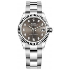 Rolex Datejust 31 Stainless Steel and White Gold Dark Grey Diamond Dial Women's Replica Watch M278274-0007