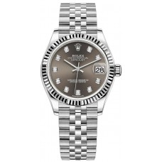 Rolex Datejust 31 Stainless Steel and White Gold Dark Grey Diamond Dial Women's Replica Watch m278274-0008
