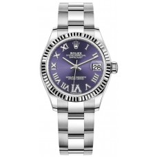 Rolex Datejust 31 Stainless Steel and White Gold Aubergine Roman Diamond Dial Women's Replica Watch M278274-0025