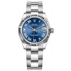 Rolex Datejust 31 Stainless Steel and White Gold Blue Roman Dial Women's Replica Watch M278274-0033