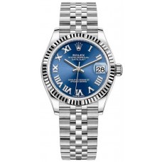Rolex Datejust 31 Stainless Steel and White Gold Blue Roman Dial Women's Replica Watch M278274-0034