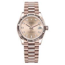 Rolex Datejust 31 Everose Gold Rose Diamond Dial Women's Replica Watch M278275-0031