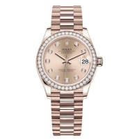 Rolex Datejust 31 Everose Gold Rose Diamond Dial Diamond Bezel Women's Replica Watch M278285RBR-0025