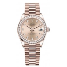 Rolex Datejust 31 Everose Gold Rose Diamond Dial Diamond Bezel Women's Replica Watch M278285RBR-0025