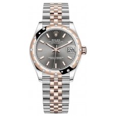 Rolex Datejust 31 Stainless Steel and Rose Gold Slate Dial Domed Diamond Bezel Women's Replica Watch M278341RBR-0018