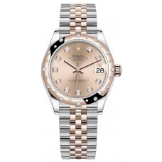 Rolex Datejust 31 Stainless Steel and Rose Gold Rose Diamond Dial Domed Diamond Bezel Women's Replica Watch M278341RBR-0024
