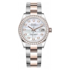 Rolex Datejust 31 Stainless Steel and Rose Gold Mother-of-Pearl Diamond Dial Diamond Bezel Women's Replica Watch M278381RBR-0025