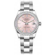 Rolex Datejust 31 Stainless Steel and White Gold Pink Dial Diamond Bezel Women's Replica Watch M278384RBR-0017