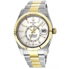 Rolex Sky-Dweller Yellow Gold &amp; Steel White Dial Men's Replica Watch M326933-0009