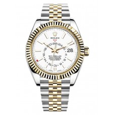 Rolex Sky-Dweller White Dial Yellow Gold &amp; Steel Jubilee Bracelet Men's Replica Watch M326933-0010-SD