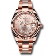 Rolex Sky-Dweller 42mm Sundust Dial 18kt Everose Gold Men's Replica Watch m326935-0004