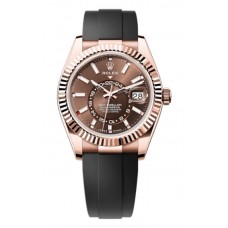 Rolex Sky-Dweller Rose Gold Chocolate Dial Oysterflex Men's Replica Watch M336235-0002