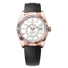 Rolex Sky-Dweller Rose Gold White Dial Oysterflex Men's Replica Watch M336235-0003
