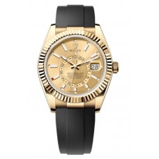 Rolex Sky-Dweller Yellow Gold Champagne Dial Oysterflex Men's Replica Watch M336238-0001