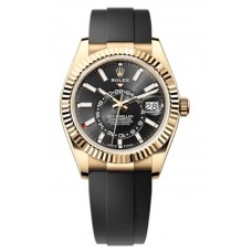 Rolex Sky-Dweller Yellow Gold Black Dial Oysterflex Men's Replica Watch M336238-0002