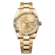 Rolex Sky-Dweller Yellow Gold Champagne Dial Oyster Men's Replica Watch M336938-0001