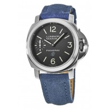 Panerai Luminor Marina Logo Acciaio 44mm Black Dial Blue Canvas Men's Replica Watch PAM00777