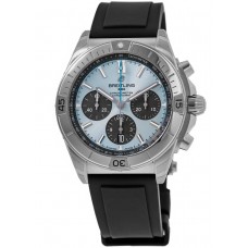 Breitling Chronomat B01 42 Ice Blue Dial Platinum Bezel Rubber Strap Men's Replica Watch PB0134101C1S1