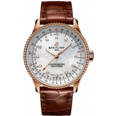 Breitling Navitimer Automatic 35 Mother of Pearl Dial Diamond Brown Leather Strap Women's Replica Watch R17395211A1P1