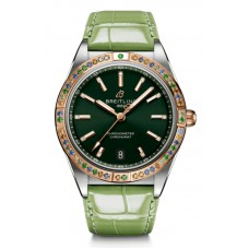 Breitling Chronomat Automatic 36 South Sea Green Dial Leather Strap Women's Replica Watch U10380611L1P1