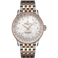 Breitling Navitimer Automatic 36 Mother of Pearl Diamond Dial Rose Gold &amp; Steel Women's Replica Watch U17327211A1U1