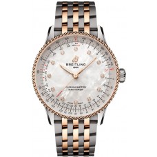 Breitling Navitimer Automatic 36 Mother of Pearl Diamond Dial Rose Gold &amp; Steel Women's Replica Watch U17327211A1U1
