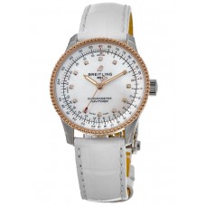 Breitling Navitimer Automatic 35 Mother of Pearl Diamond Dial Leather Strap Women's Replica Watch U17395211A1P4
