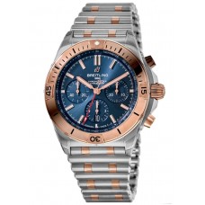 Breitling Chronomat B01 42 Blue Chronograph Dial Rose Gold and Steel  Men's Replica Watch UB0134101C1U1