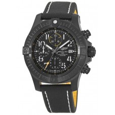 Breitling Avenger Chronograph 45 Night Mission Black Dial Deployment Leather Strap Men's Replica Watch V13317101B1X2