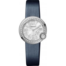 Cartier Ballon Blanc Silver-tone Dial Diamond Leather Strap Women's Replica Watch W4BL0002
