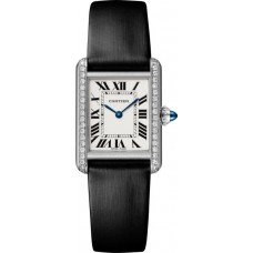 Cartier Tank Must Small Silver Dial Diamond Leather Strap Women's Replica Watch W4TA0016