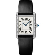 Cartier Tank Must Large Silver Dial Diamond Leather Strap Women's Replica Watch W4TA0017