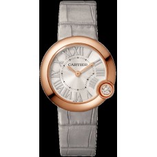 Cartier Ballon Blanc Silver Dial Leather Strap Women's Replica Watch WGBL0005