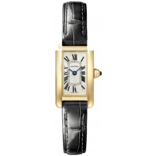 Cartier Tank Americaine Mini Silver Dial Yellow Gold Leather Strap Women's Replica Watch WGTA0038