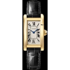Cartier Tank Americaine Small Silver Dial Yellow Gold Leather Strap Women's Replica Watch WGTA0039