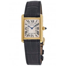 Cartier Tank Louis Large Silver Dial Yellow Gold Leather Strap Women's Replica Watch WGTA0067