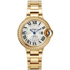 Cartier Ballon Bleu de Cartier Silver Dial Diamond 18kt Yellow Gold Women's Replica Watch WJBB0069