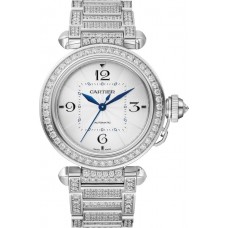 Cartier Pasha Silver Dial Diamond 18Kt White Gold Women's Replica Watch WJPA0014