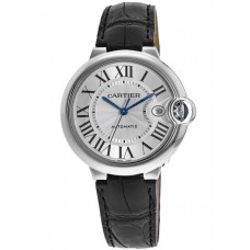 Cartier Ballon Bleu 42mm Silver Dial Leather Strap Men's Replica Watch WSBB0026