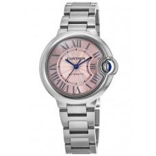 Cartier Ballon Bleu 33mm Pink Dial Steel Women's Replica Watch WSBB0046